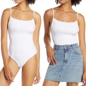 FREE PEOPLE Intimately Fp Lila Thong Back Bodysuit In White Size large